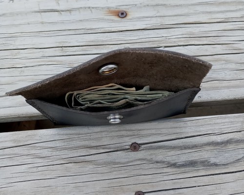 Handmade/Handsewn Unused Leather Snap Wallet Made in the USA 5 3/8 inches wide - Picture 4 of 6
