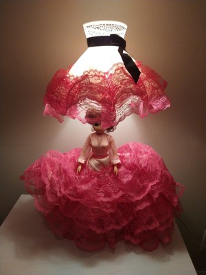 Vintage Doll Table Lamp Pink Victorian 