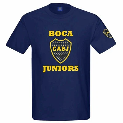 BOCA JUNIORS Cabj 1905 Calcio Crest T-Shirt (100% Cotone & Misure per Adulti)