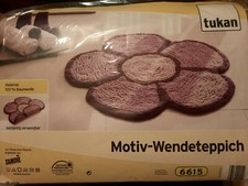 Runder Motiv-Wendeteppich beideseitig verwendbar Fb. flieder/violett