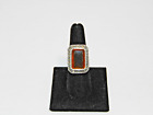 925 Sterling Silver Orange Cubic Zirconia Marcasite Ring Size 7 (n1568)
