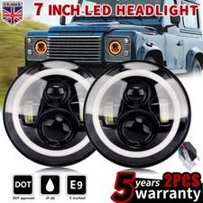 E-Mark Pair 7'' Inch Led Headlights Halo DRL For Land Rover Defender TD4 TD5