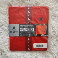 XL Red Men's Hurley Sunny Side Hybrid Stretch Long Sleeve Sun Shirt UPF 50+
