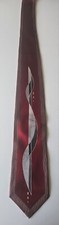 Vintage J. Ferrari 100 Silk Red, Silver, White Striped Neck Tie