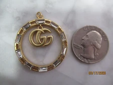 GUCCI ZIPPER PULL CHARM soft GOLD tone metal ,CRYSTALS, size around 1 .5 INCH **