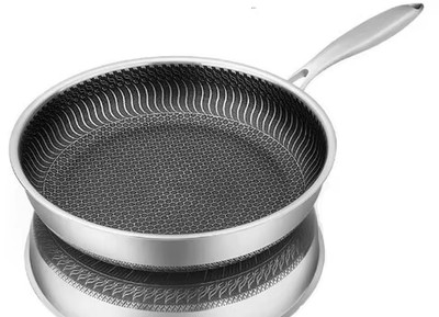 Whole Body Tri-Ply Stainless Steel Frying Pan 316 Stainless Steel Wok Pan Double