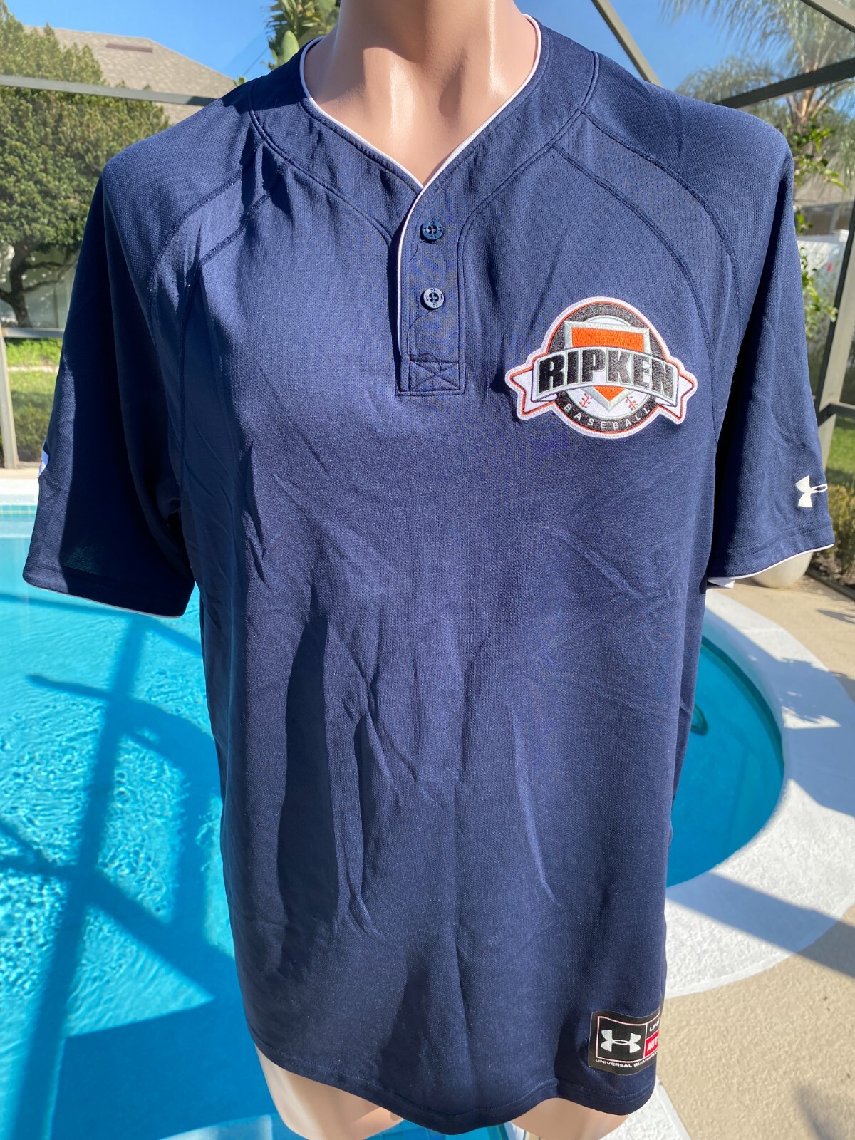 Cal Ripken #7 Blue Jersey Shirt Mens Under Armour L Large