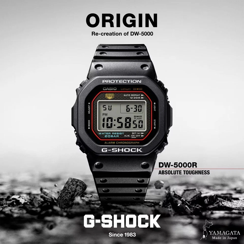 G-Shock Original 5000 Series Re-Creation Classic Black Digital Watch DW-5000R-1A - image 2 of 4
