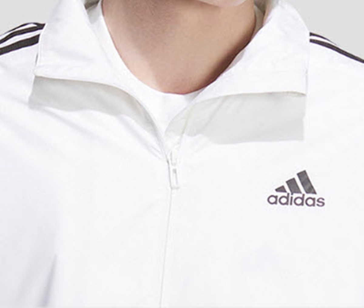 Adidas Men 3-Stripe Wind FZ Jackets Running White Casual Shirt Tee
