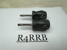 Snap-on Tools USA NEW 2pc DARK TITANIUM Hard Handle Stubby Screwdriver Lot Set