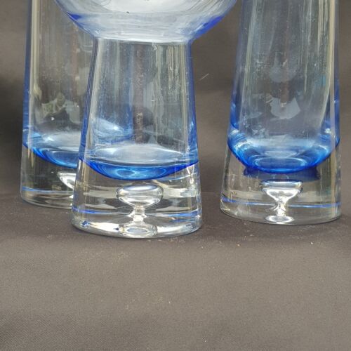 Vintage Krosno Poland Hand Blown Cobalt Blue Candle Holder Suspended Bubble set - Picture 17 of 21
