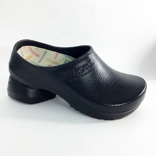 black rubber slip on clogs