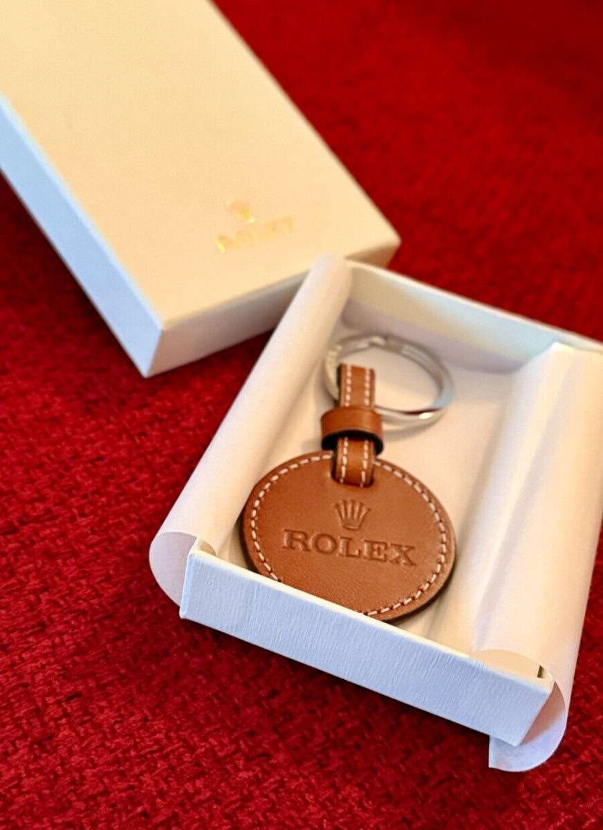 Rolex Signature Leather Brown Keyring/Keychain - New in Box