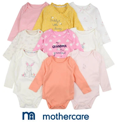 EX UK STORE BABY MÄDCHEN BODYS 5ER PACK MOTHERCARE BAUMWOLLE LANGARM TB-36M BRANDNEU