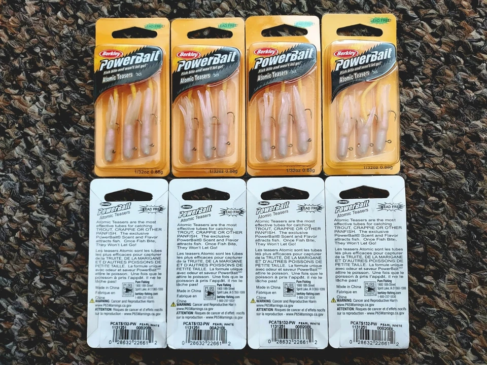 Lote de iscas de pesca (8 pacotes) Berkley Powerbait Atomic Teasers 1/32 oz tubo gabarito PW - Imagem 3 de 3