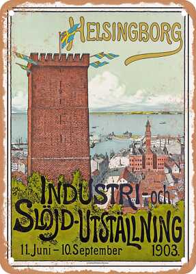 METAL SIGN - 1903 Helsingborg Industry and Crafts Exhibition Vintage Ad