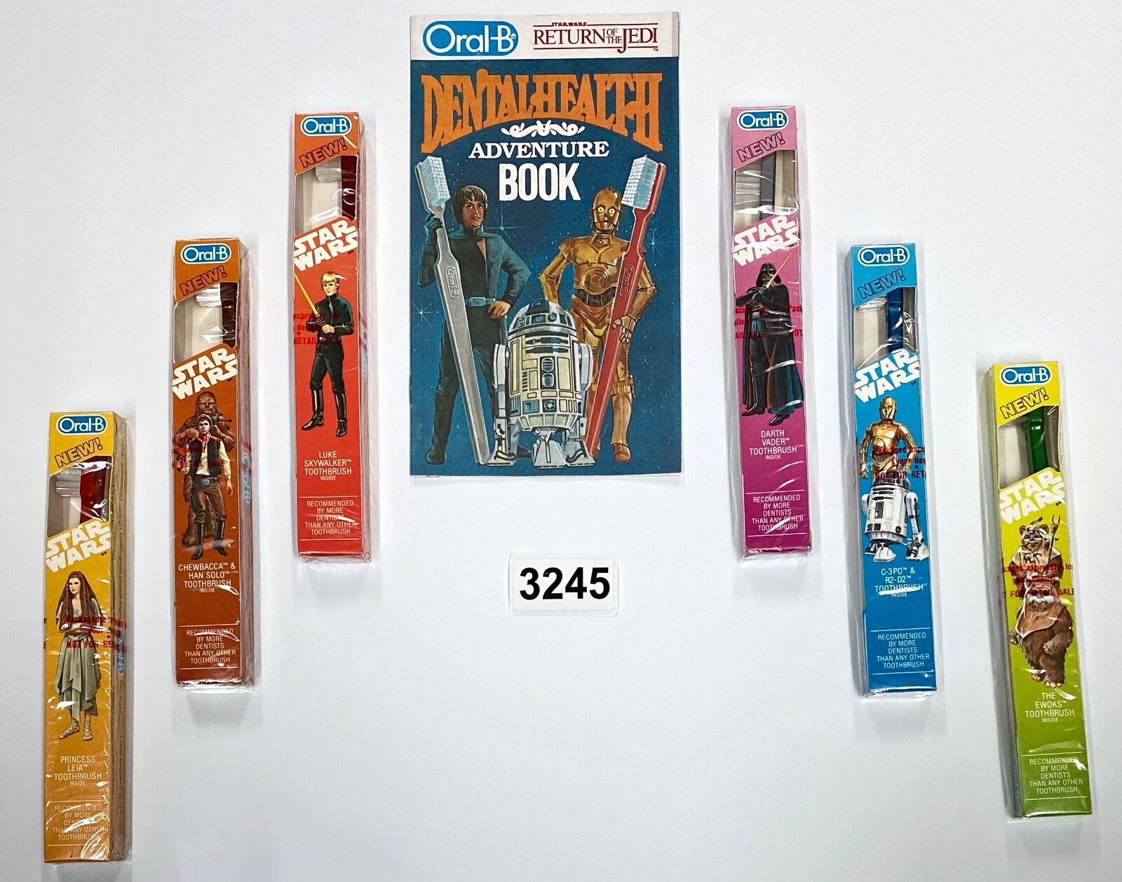 Star Wars Complete Set of 6 1983 Return of the Jedi Oral-B Toothbrushes w/Book