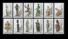 France 5626-5637 Female Nude Sculptures - Issued  2019 (12 USED Stamps)