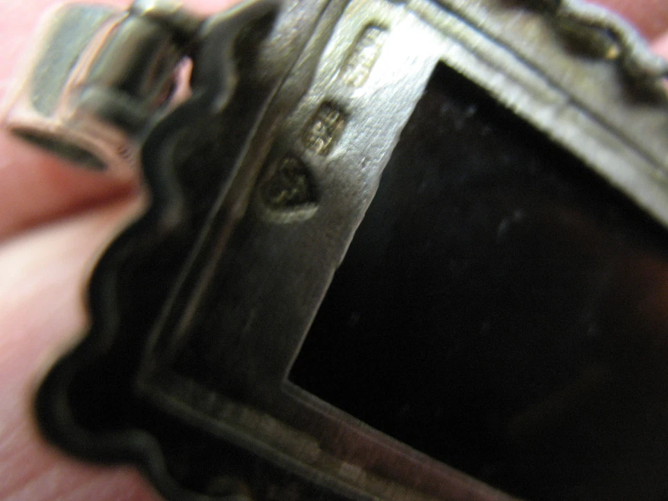 SMOKED  AMBER  STERLING  PENDANT  925 w/ CUT  STEEL FACETS  LOVELY !  - Image 3 of 3