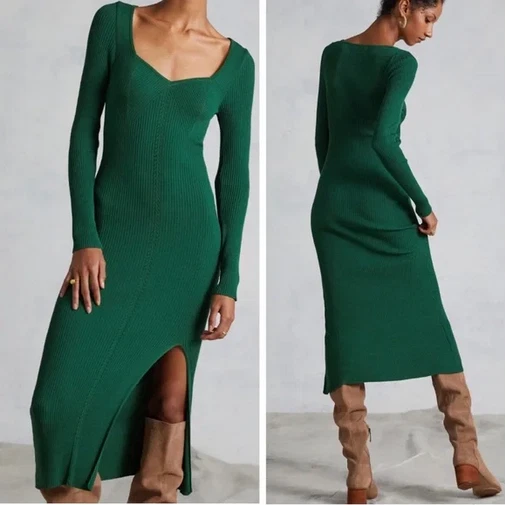Green sweater dresses sale