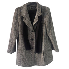 Dani Colby Vintage 90s Plus Size 18w Tweed Button Up Trench Coat
