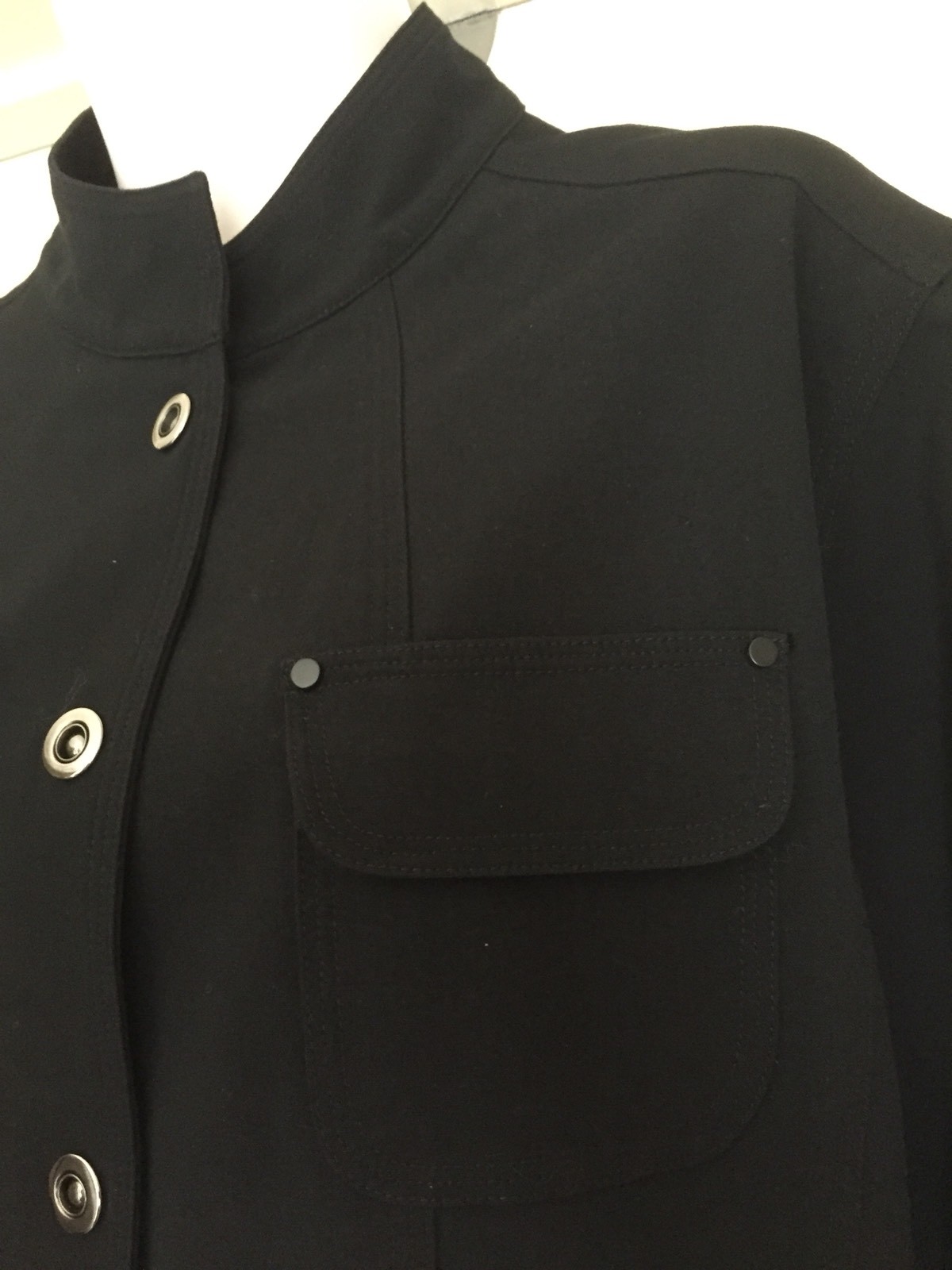 Chico's 2 Black Basic Jacket Silver Front Snaps U… - image 2