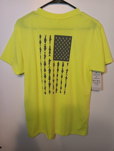Camiseta Latitudes Alteradas Bandera de EE. UU. Tiras de Peces en la Espalda Pesca Para Hombres Talla S - Imagen 1 de 4