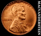 1951 Lincoln Wheat Cent - Choice Gem Brilliant Unc  No Reserve  #K3002