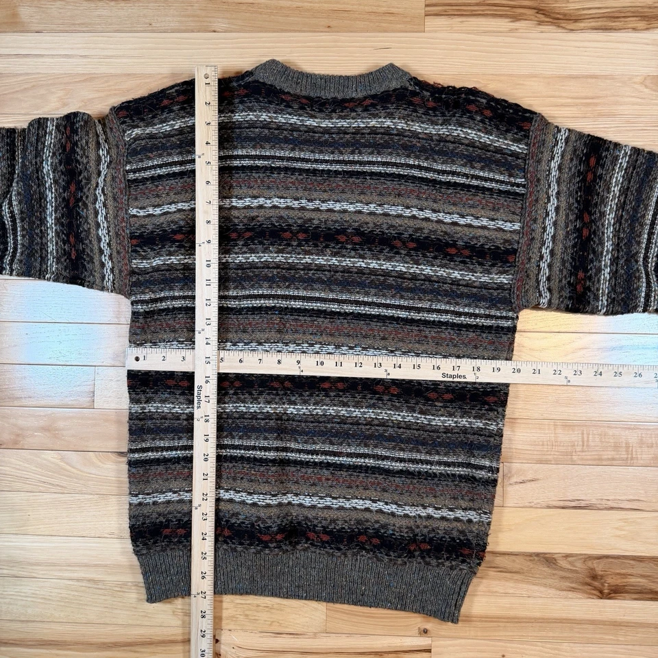VTG High Sierra Sweater Mens Medium Brown Wool Blend AOP Academia Grandpa 90s - Image 3 of 3