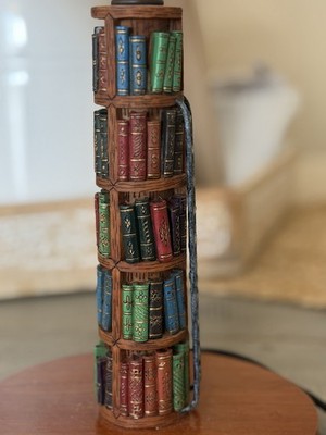 Vintage Table Lamp Unique Creations Stacked Library Bookshelf Ladder New Shade 