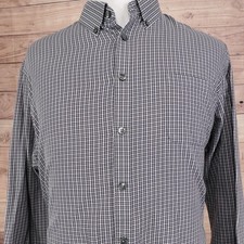 Van Heusen Dress Shirt Mens XL 17.5 Gray Gingham Button Down Casual