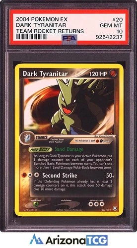 Pokemon 2004 Dark Tyranitar 20/109 Holo Rare Team Rocket Returns GEM MINT PSA 10