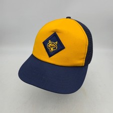 Vintage Cub Scouts of America Wolf Snapback Hat Cap Blue Yellow Mesh USA Made