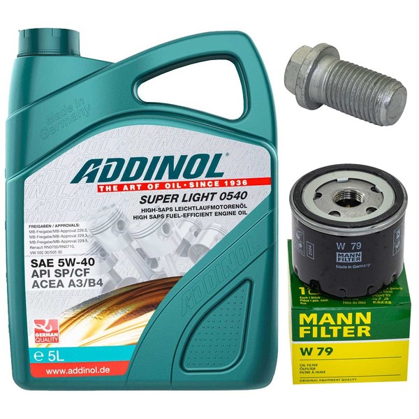 MotoröL Filter Set Addinol 5W-40 5 Liter + Schraube FüR Opel Movano 1.9 Dti X70-image