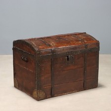 Baule Antico Rovere Tinto Noce Ferro Italia XIX Secolo Originale