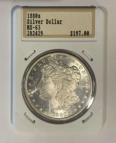 1880 S MS Morgan Silver Dollar $1 US Mint in Rare Hannes Tulving Holder