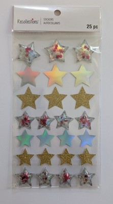 Silver & Gold Glitter Shaker Stars Scrapbooking Stickers by Recollections