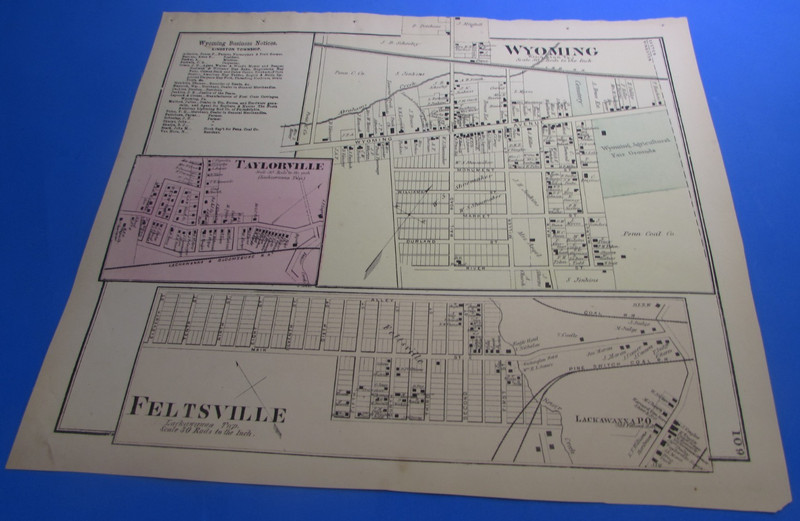 1873 - DALTON, CLARKS SUMMIT, WAVERLY - ORIGINAL MAP  - A. POMEROY - VG