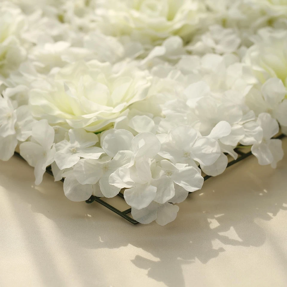 8 Cream Roses and Hydrangea Flowers Mat Wall Backdrop Panels Wedding Decorations - Image 3 of 4