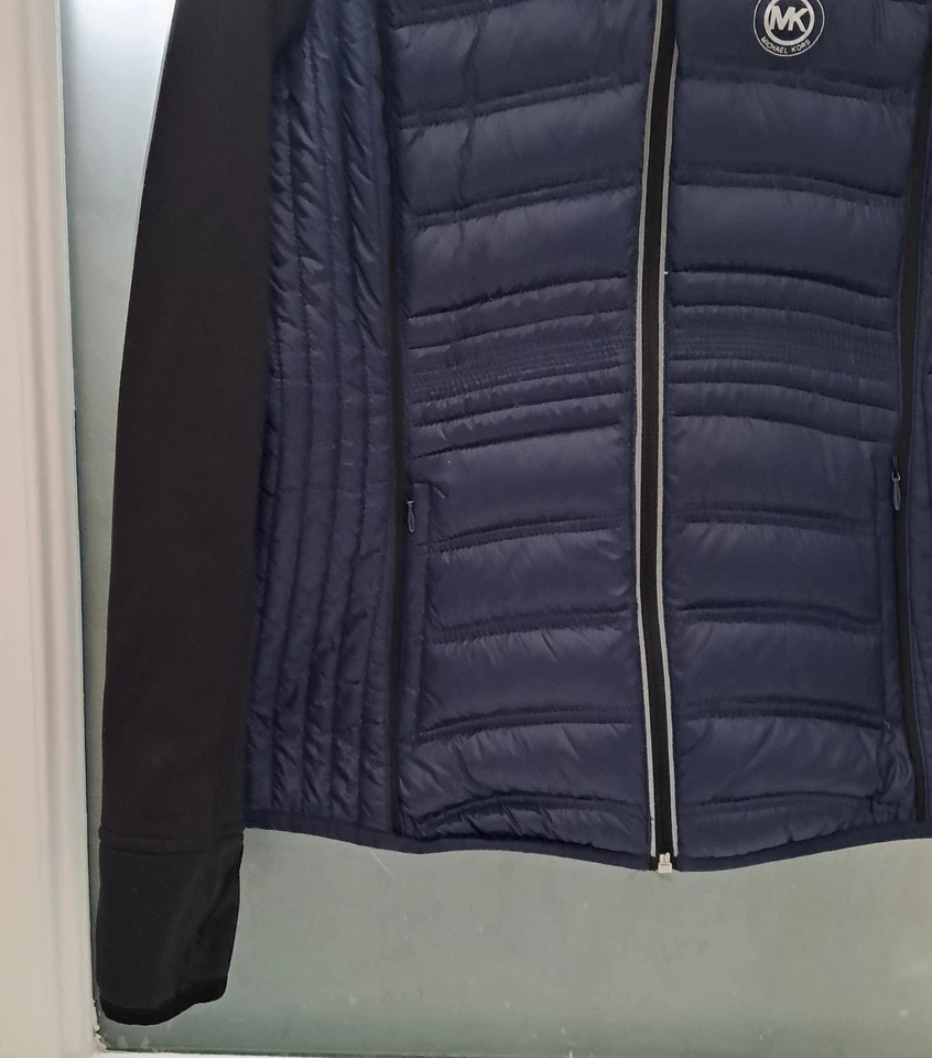 MICHAEL KORS Down Filled Puffer Jacket  S Navy Blue, Black Fleece Sleeve - Image 3 of 4