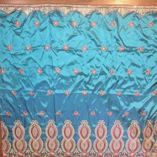 African Lace George Fabric Raw Silk Sequins Embroidered Fabric - 5 Yards x 51"