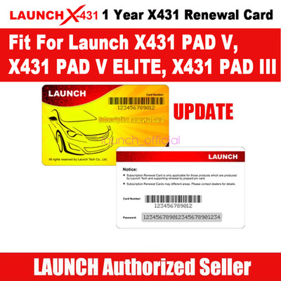 One/Two Years Software Update Renewal Card for LAUNCH X431 PAD V ELITE PAD III