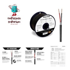 14/2 Speaker Wire - 14 AWG/Gauge 2 Conductor - Listed in Wall CL2/CL3 and Ou...