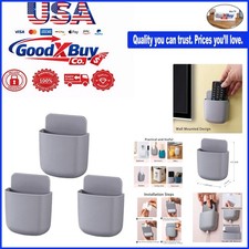 3Pack Wall Mount Remote Holders Self-Adhesive Grey Organizer for Phone Charge...