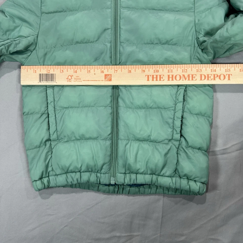 Uniqlo Pufftech пуховик куртка ребенка ясельного возраста девочек 3Y бирюзовый моющийся парка теплый с подкладкой - Изображение 4 из 4