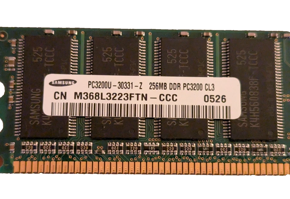 Lote de 4x 256MB DDR PC3200 RAM - Samsung & Hynix - 1GB Total Foto 3 de 4