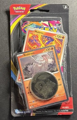 Pokemon Chaos Rising Single Pack Blister Reshiram Moltres Coin Promo Sealed Pack