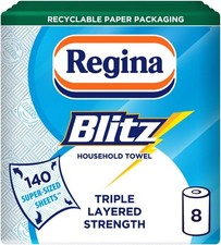 Regina Blitz Household Towel, 8 Rolls, 560 Super-Sized Sheets, Triple 