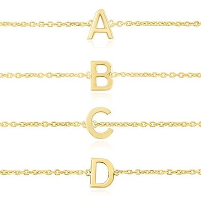 14K Gelbgold Anfangsbuchstaben Armband (massive Glieder) 6,5''-7'' verstellbar