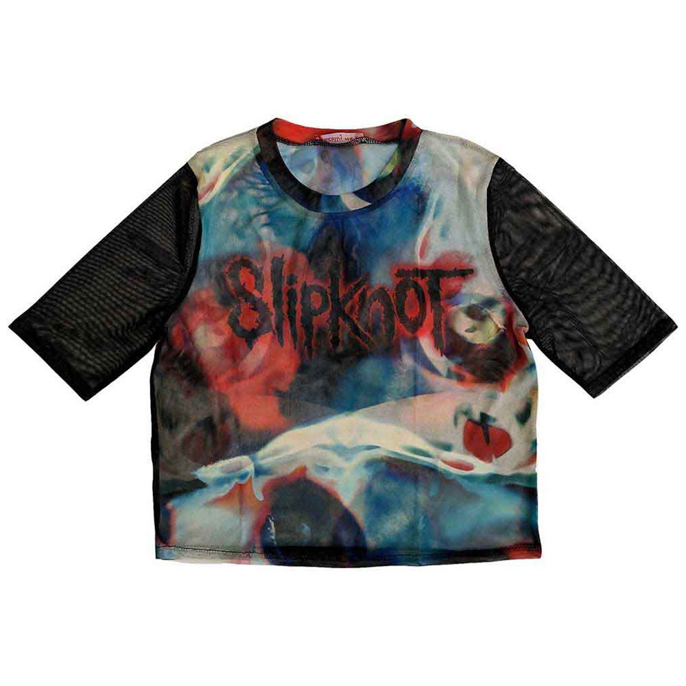 ALTRA Crop top in rete con viso e logo Slipknot